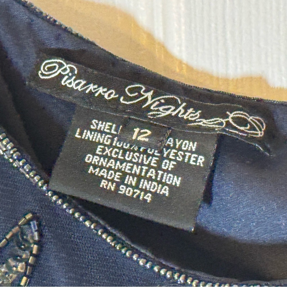 Pisarro Nights Midnight Blue Beaded Gown Mother of Bride/Groom - Picture 8 of 15